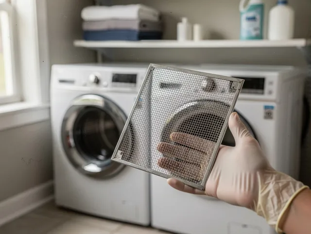 Florence-Graham Dryer Vent Cleaning specialist performing detailed lint trap cleaning service in Florence-Graham