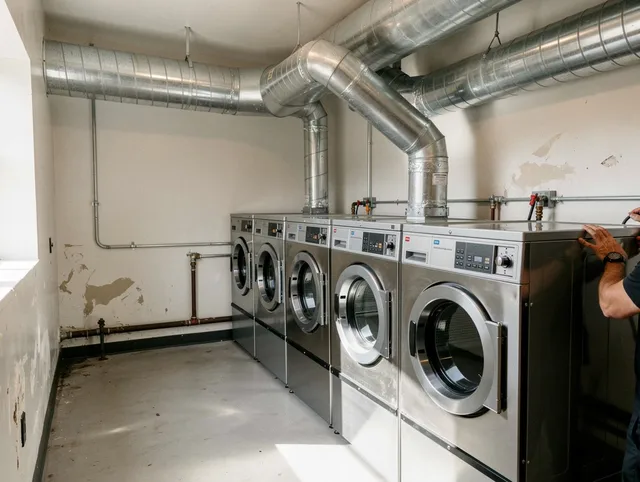 Florence-Graham Dryer Vent Cleaning team performing large-scale commercial dryer vent cleaning in Florence-Graham