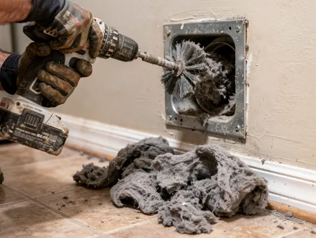 Certified Florence-Graham Dryer Vent Cleaning technician performing dryer vent cleaning in Florence-Graham