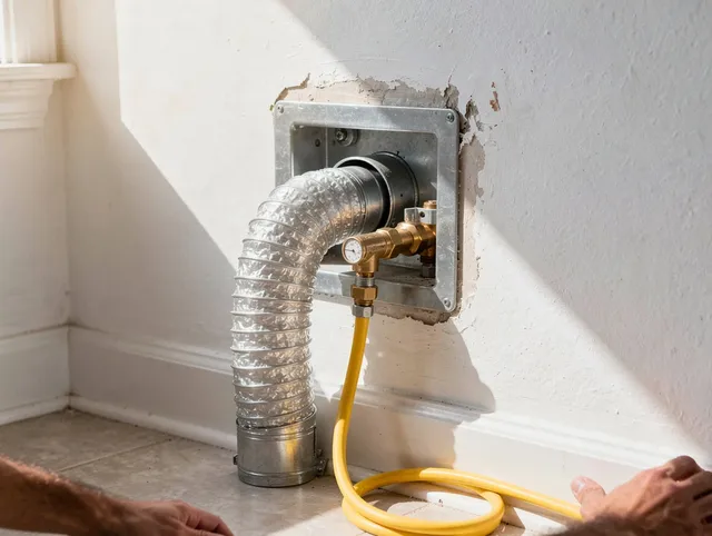 Florence-Graham Dryer Vent Cleaning certified technician performing specialized gas dryer vent cleaning in Florence-Graham